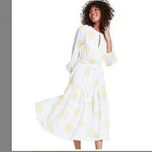 Alexis yellow floral embroiderd dress 1x - Picture 3 of 14